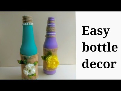 Easy bottle decoration idea | DIY bottle art | Recycle bottle | Home decor using bottle