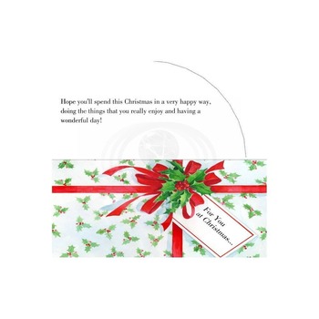 Holly Leaves Red Ribbon Christmas Money Gift Card Template PDF