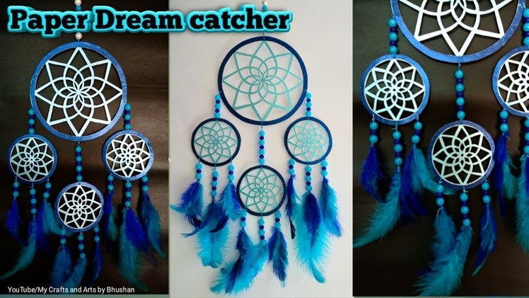 How to make a paper dream catcher for wall hanging decoration, Ramadan Eid craft