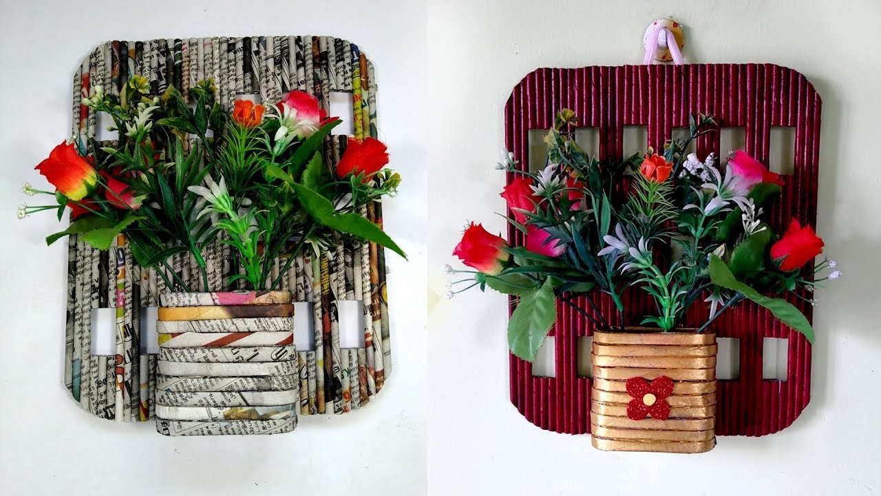 Newspaper Recycle idea | DIY Wall hanging Flower vase | Best out of waste