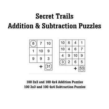 Secret Trail Basic Addition Subtraction Educational Printable PDF Worksheets