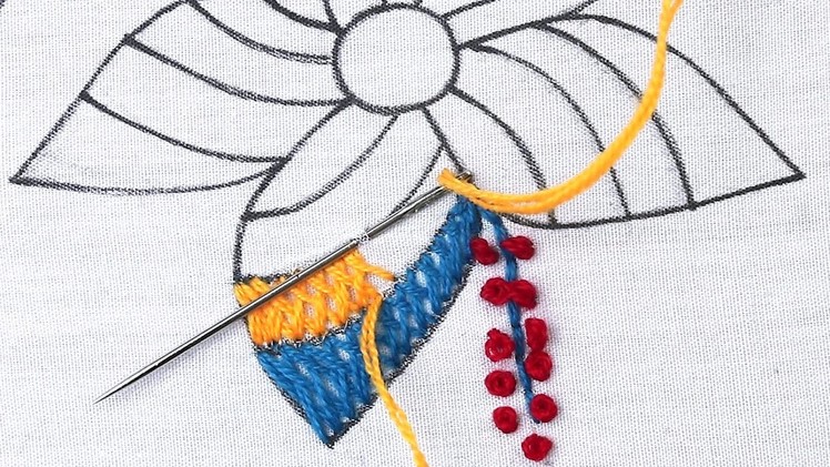 Amazing hand embroidery flower design with easy cross stitch embroidery tutorial and french knot