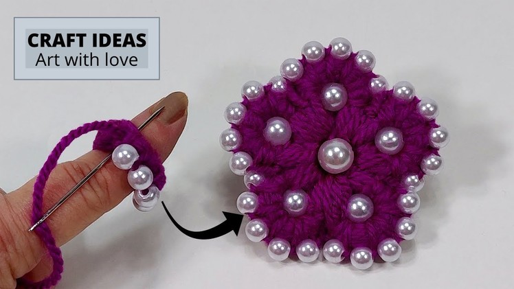 Amazing Woolen Flower Making Ideas with Finger   Hand Embroidery Easy Trick   DIY Woolen Flowers