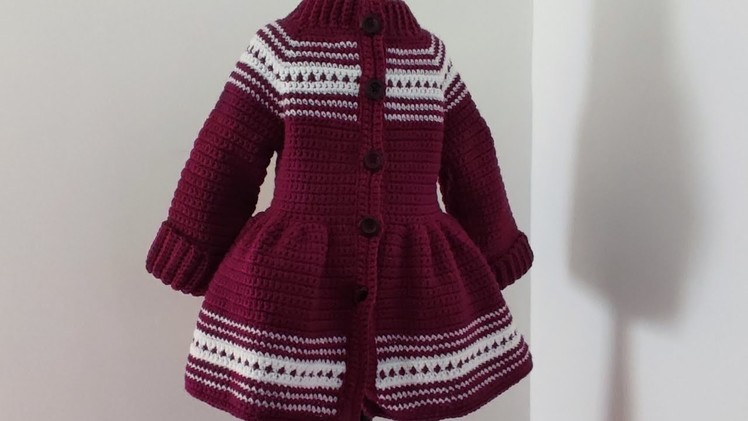 Crochet #55 How to crochet "Winter's tale" cardigan.coat for girls.Part 1