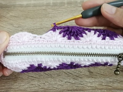 D.I.Y. Tutorial - How to Crochet Purse Bag With Zipper - Starburst Pattern
