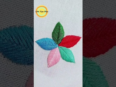 Hand Embroidery: 5-color flower.Amazing Embroidery Stitches For Beginners.Guide to Sewing. #shorts