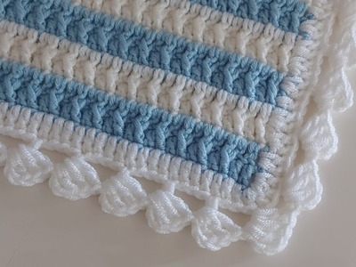 How to Crochet a Border. Super Easy Crochet Baby Blanket Border Pattern For Beginners