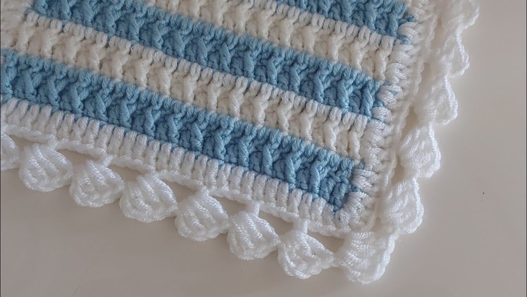 How to Crochet a Border. Super Easy Crochet Baby Blanket Border Pattern For Beginners