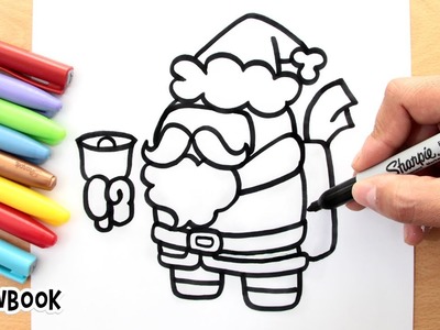How to draw AMONG US SANTA CLAUS with the Bag of Gifts