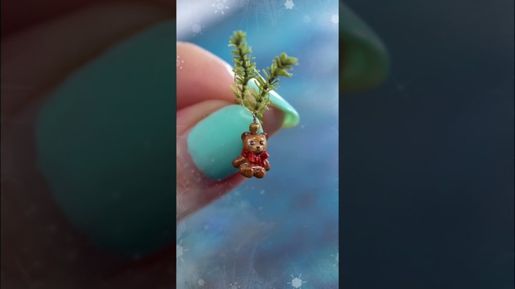 Making mini teddy bear Christmas tree decoration with polymer clay | Dollhouse miniatures #shorts