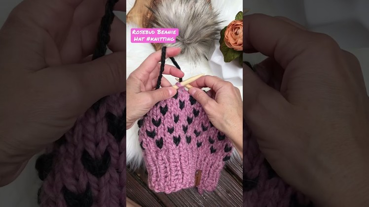 Rosebud Beanie Hat #knitting ???? Pattern available! #knit #knittingtutorial #knittingpattern #beanie