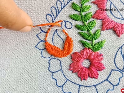 Simple Allover Hand Embroidery Tutorial,Dress Kulki design #76,Dress.Kurti.Orna allover,basic stitch