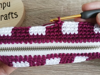Super Easy Crochet Purse Bag With Zipper​ ????Step by Step ???????? Checkered​ Pattern????????????