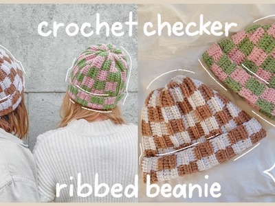 Trendy Crochet Checkered Ribbed Beanie Tutorial | Hayhay Crochet