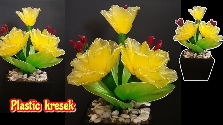 Cara membuat bunga dari plastik | DIY how to make beautiful plastic flowers