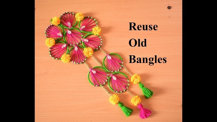 DIY | How to Make Wall Hanging With Wool and Bangles for Home Decoration | Reuse Old Bangles