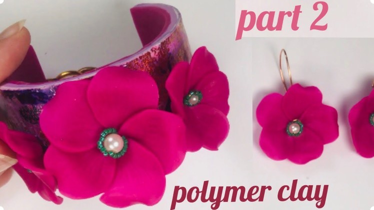 Gorgeous Flower Bracelet and Earrings.Polymer Clay Jewelry. Part 2