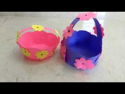 Tiny Paper Flower Basket.Kids School Project Ideas.Easy flower basket