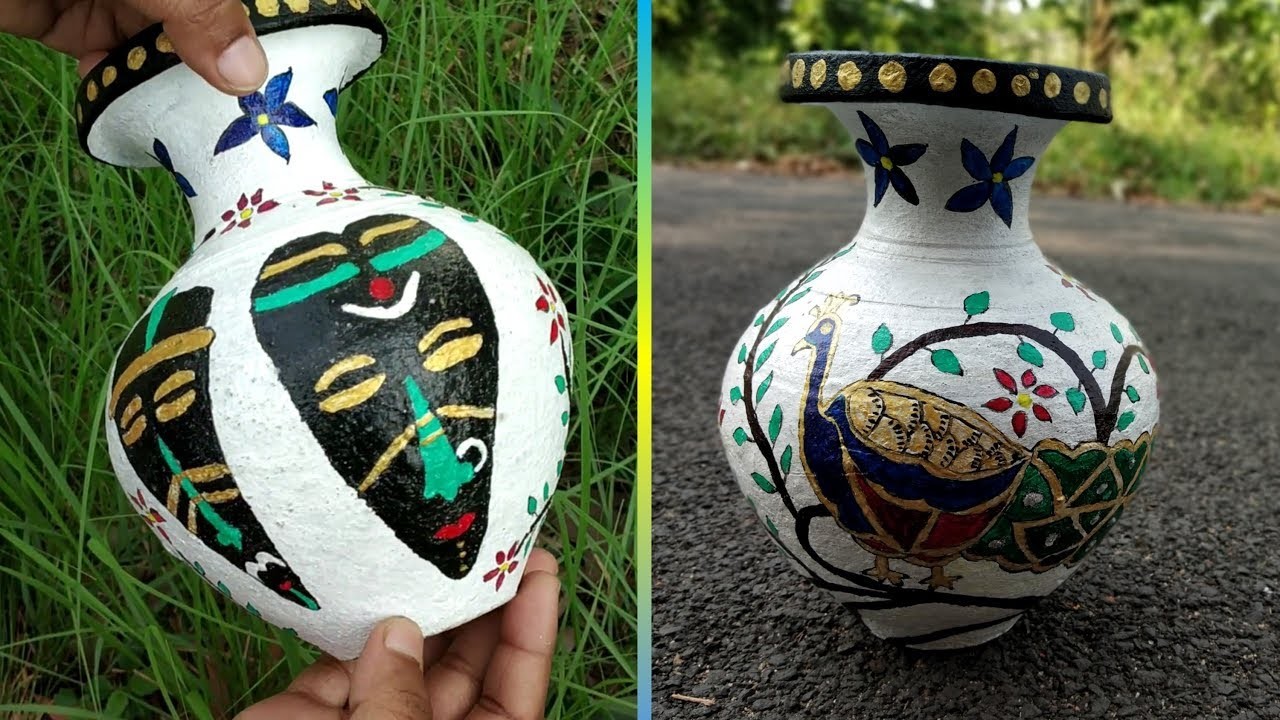 Ideas Advance Diy Big Clay Pot Painting Murari Painting With Acrylic Colours Advance Diy Big