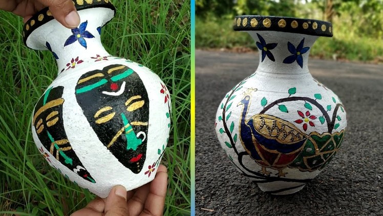 Advance DIY Big Clay Pot Painting || Murari Painting With Acrylic Colours