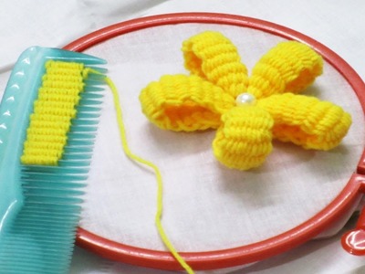 Hand Embroidery Flowers with Comb | Easy Hand Embroidery Amazing Trick | Sewing Hack