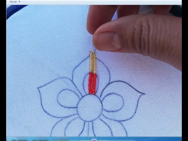 Hand Embroidery with beads,beads flower