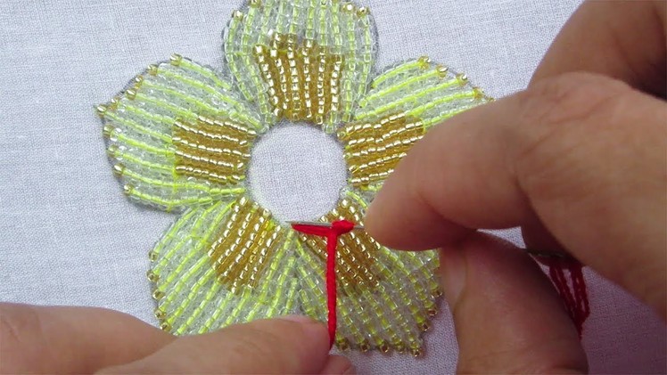 Hand Embroidery with Beads, Flower Embroidery with Beads Work, Beads Flower