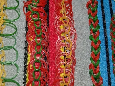 Make Braid Rainbow Loom with forefinger and middlefinger ถักสร้อยข้อมือหนังยาง 5 แบบ by  Ubonsri