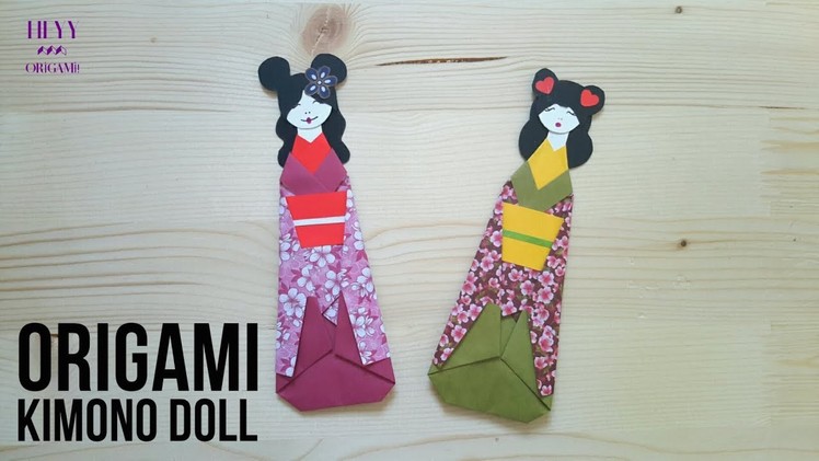 Origami Kimono Doll Bookmark Tutorial (Designed by Heyy Origami )