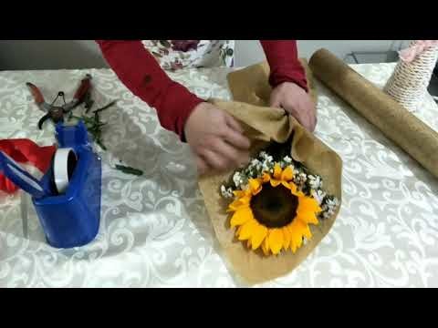 DIY 1 piece flowers bouquet. flower bouquet arrangement. Wrapping Flower bouquet techniques