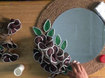 DIY | Handmade Mirror Decoration | Jute Flowers | Wall Hanging | FnF Creations