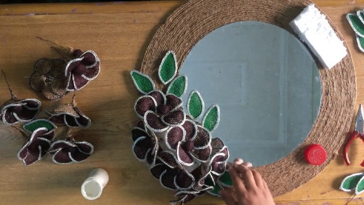 DIY | Handmade Mirror Decoration | Jute Flowers | Wall Hanging | FnF Creations