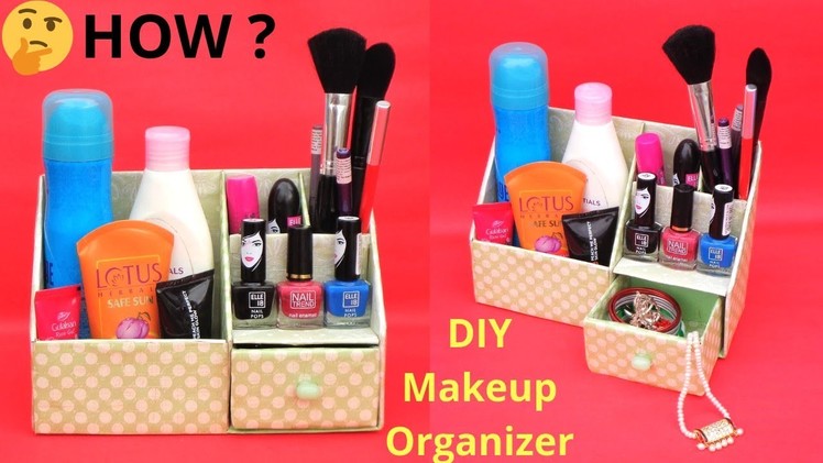 DIY: Makeup Organizer from waste Cardboard | Best out of waste | Space saving Room Organizer