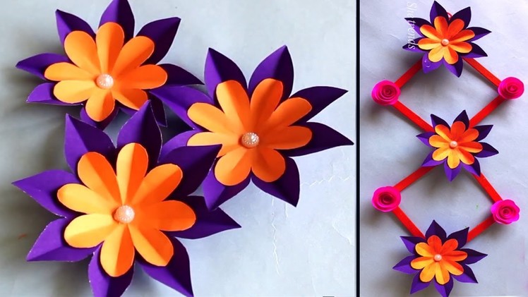 DIY Wall hanging craft ideas with paper flower || beautiful Paper flower wall hanging || wall decor