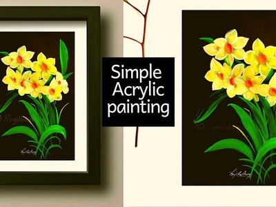 Easy acrylic painting tutorial | how to paint spring daffodils flowers | Step by Step art painting