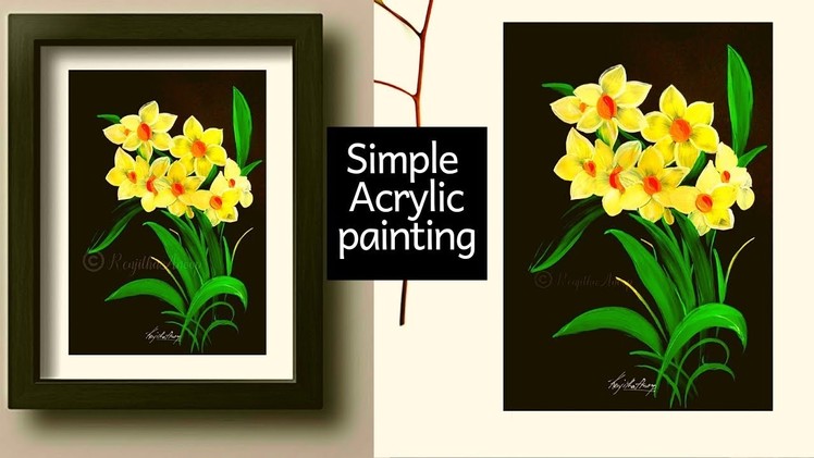 Easy acrylic painting tutorial | how to paint spring daffodils flowers | Step by Step art painting