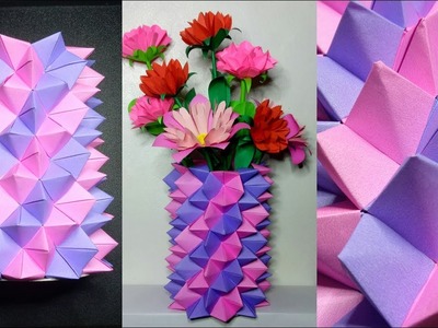 HANDMADE FLOWER VASE OUT OF PAPER | BEAUTIFUL PAPER CRAFTS BY G TORBZ | let's do ORIGAMI this time!