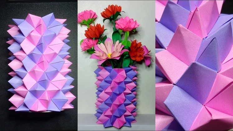 HANDMADE FLOWER VASE OUT OF PAPER | BEAUTIFUL PAPER CRAFTS BY G TORBZ | let's do ORIGAMI this time!