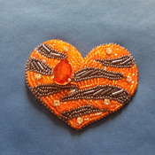 Handmade Million Teardrop Tiger Heart Brooch Jewellery