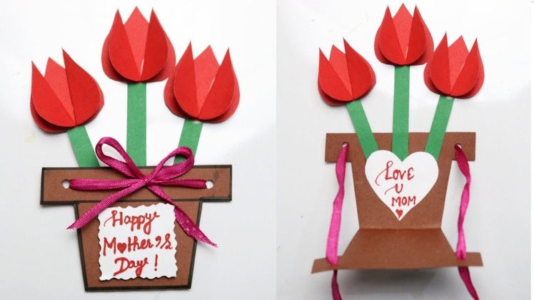 Handmade Mother's Day Card |Easy Flower Pot Mothers day Card For Kids| Paper Craft for Mothers day