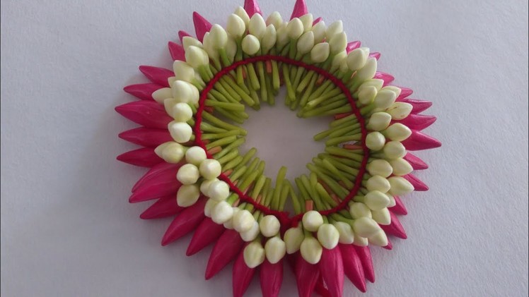 How to make flower veni making tutorial.poo jadai.gajra.bridal flower veni making.jadai billai