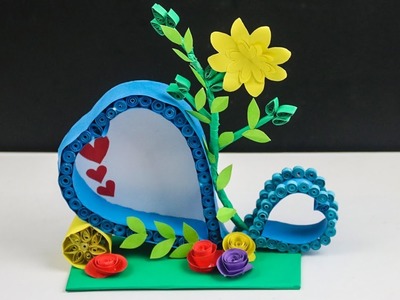 How to make Heart Shaped Photo frame | Paper Quilling photo frame | Handmade photo frame