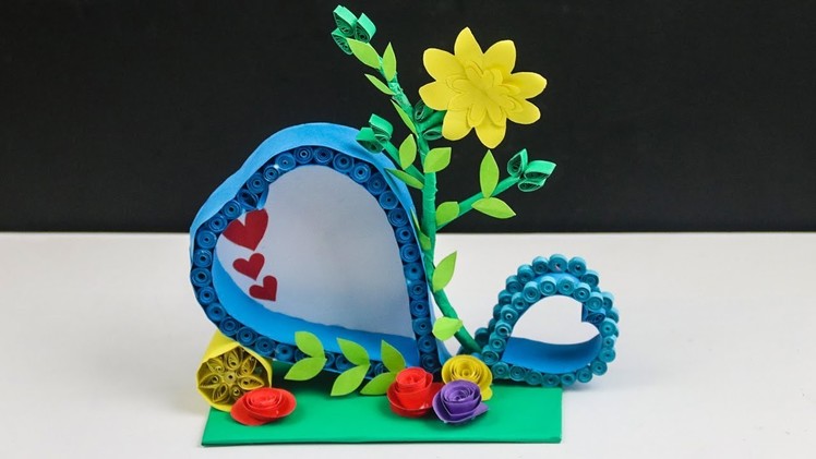 How to make Heart Shaped Photo frame | Paper Quilling photo frame | Handmade photo frame