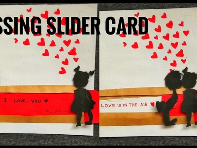 Kissing slider card.wedding anniversary handmade card.greeting card for boyfriend or girlfriend