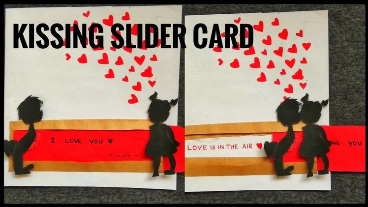 Kissing slider card.wedding anniversary handmade card.greeting card for boyfriend or girlfriend