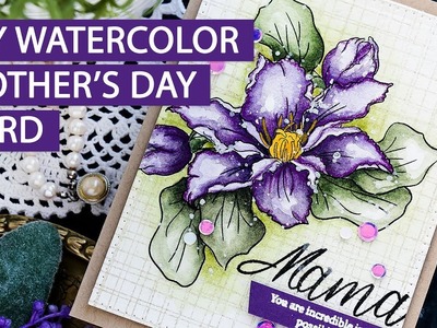 Mother's Day Watercolor Clematis Card - Easy Handmade Cards