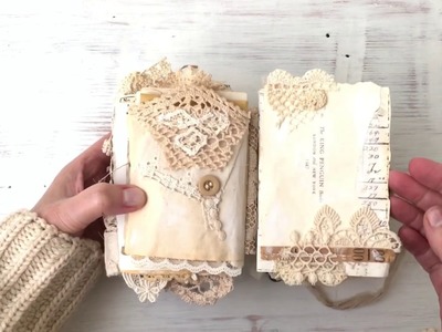 Vintage Junk Journal Handmade Lace Book