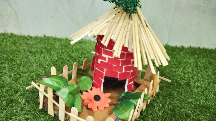 3D Hut Model For School Project From Waste Material | Best Out Of Waste | CraftLas