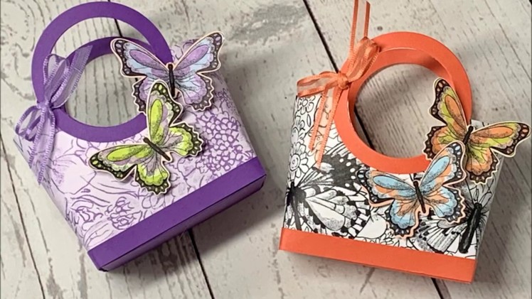 3D Tote Bag using Stampin' Up! Botanical Butterfly Designer Paper