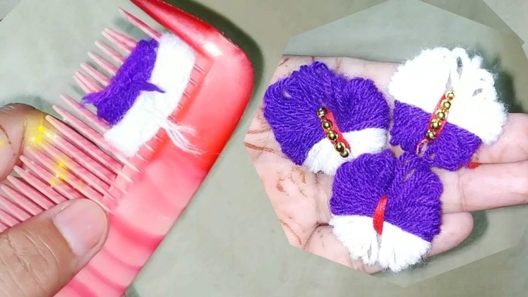 Amazing Flower Crafts Ideas with Woolen yarn - Easy Trick -Hand Embroidery - Wool Thread Design